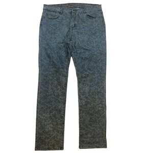 LNO Jeans Mustang Sally Floral Denim Pants Blue Grey Straight Leg Casual 12/14**
